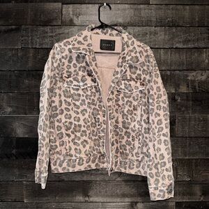 Blank NYC Pink Leopard Print Denim Jacket